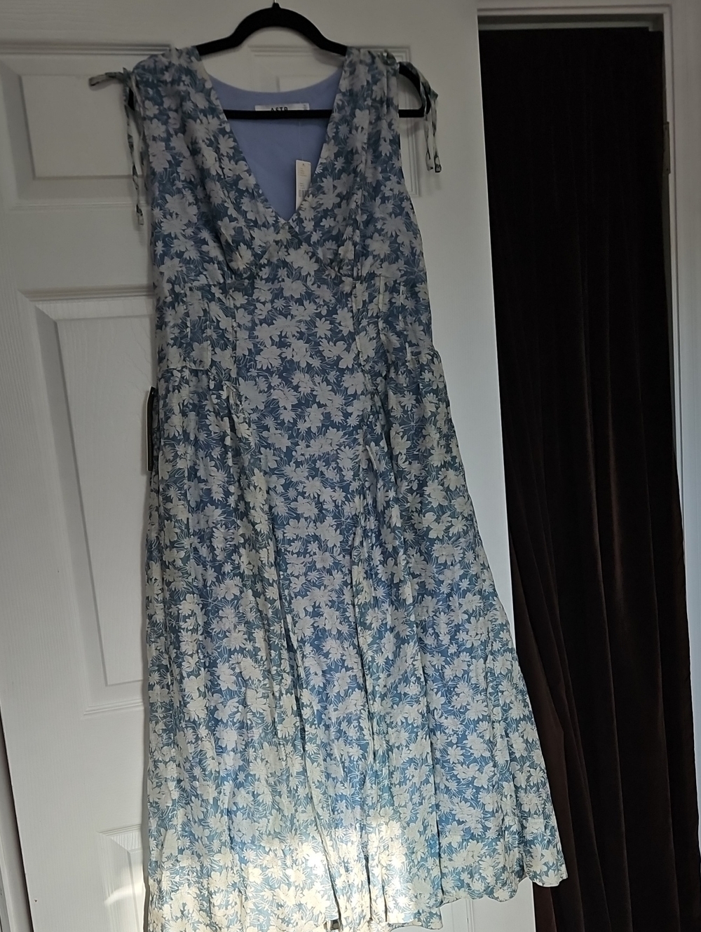 Anthropologie Light Blue and White Floral Maxi Dress